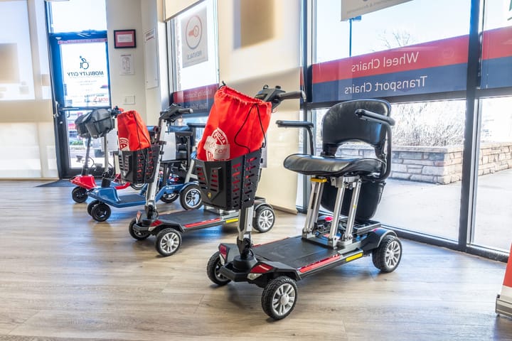 Picture of electric scooters at the Mobility City store in Boca Raton Florida 
